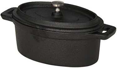 أواني وأواني بيضاوية الشكل من الحديد المصبوب CIPOV6040 من American Metalcraft، طول 7.5 × 10.16 سم، أسود