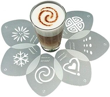 Aerolatte 035 Cappuccino Stencil Set, For Latte Coffee Art, Set Of 6 Stencils