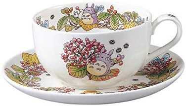 Noritake T97285A/4660-5 My Neighbor Totoro Milk Tea Cup &amp; Saucer, 11.8 fl oz (325 cc), Microwave Safe, 1 Guest, Bone China