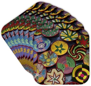 3dRose CST_73334_2 Ethiopia: Tigray, Axum, Woven Baskets, Market-Af16 Ajn0250-Alison Jones-Soft Coasters, Set of 8