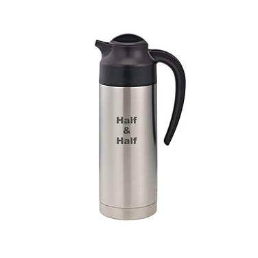 Service Ideas S2SN100HHET Steelvac Carafe, "Half &amp; Half" Etched, 1L, Stainless Base