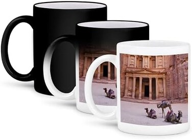 3dRose Danita Delimont - Jordan - Camel, Facade of Treasury (Al Khazneh), Petra, Jordan - AS16 KSU0059 - Keren Su - Mugs 11 oz White mug_132784_3