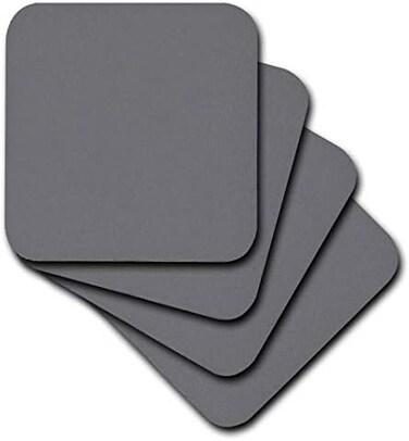 3dRose cst_159862_2 Dark Grey-Charcoal Steel Gray-Plain Simple One Single Solid Color-Modern Contemporary-Soft Coasters, Set of 8