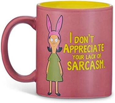 مج قهوة من Bob's Burgers - I don't Ap84" ate Your Lack Of Sarcasm - مج شعبي عليه Louise Belcher يزن 33.6 مل