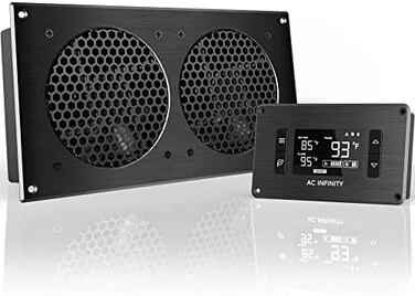 AC Infinity AC Infinity AIRPLATE T7, Quiet Cooling Fan System with Thermostat Control, for Home Theater AV Cabinets
