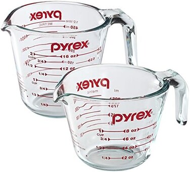 Pyrex Prepware 2-Piece Glass Measuring Set, 1 and 2-Cup, 2 Pack, Clear