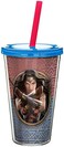 Zak Designs WWMA-0850 Wonder Woman Movie Double Walled Straw Tumbler, Plastic, 17 Fluid_Ounces, Multicolor
