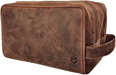راستك تاون شنطة ادوات الزينة من الجلد الطبيعي - منظم ادوات دوب، بني، مقاس واحد، Rt6655flr-tan