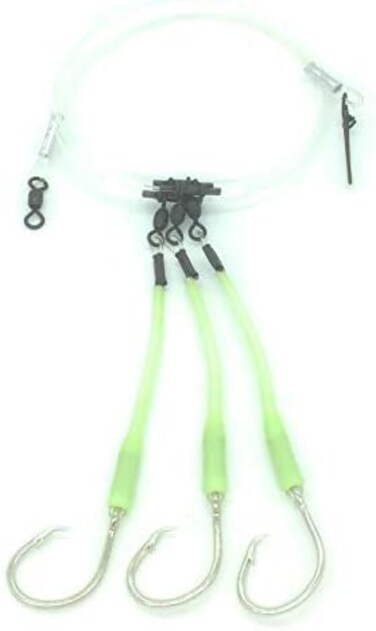 جهاز End Game Tackle Company Deep Drop Rig، 3 أقواس Mustad Circle مع كم متوهج