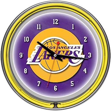 Trademark Global Los Angeles Lakers NBA Chrome Double Ring Neon Clock