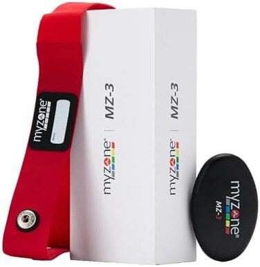 جهاز مراقبة معدل ضربات القلب MYZONE MZ-3 يُثبّت على الصدر أثناء النشاط البدني