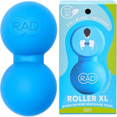 RAD Roller XL I Deep Tissue Peanut Massage Tool for Neck, Upper Back, Thoracic Spine, Psoas, Quads and Hamstring Self Myofascial Release, Massage and Mobility in Soft Density I Blue