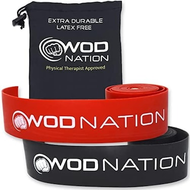 أربطة WOD Nation Muscle Floss Bands للتعافي، تُستخدم لشدّ وتنعيم العضلات المتعبة وزيادة مرونتها: تتضمن حقيبة حمل وحزامًا للتدريب المتقاطع.