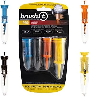 مجموعة Brush T متعددة من 4 قطع من دبابيس الجولف (خشب، درايفر، كبير الحجم، XLT) - احتكاك منخفض، مسافة أكبر، ارتفاع ثابت