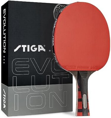 STIGA Evolution Performance Ping Pong Paddle - 6-ply Light Blade - 2mm Tournament-Approved Premium Sponge - Flared Handle for Next-Gen Grip &amp; Control - Performance Table Tennis Racket