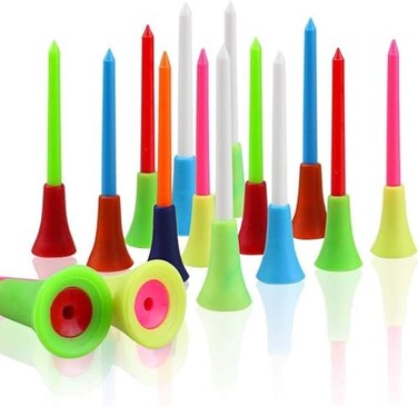 Crestgolf Rubber Cushion Top Plastic Golf Tees Mixed Colors Pack of 50pcs