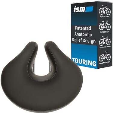 سرج دراجة ISM Comfort Series بدون أنف للراكبين ذوي الوضعية المستقيمة - سرج دراجة بتصميم تشريحي مريح للدراجات الهجينة، ودراجات الشرطة، ودراجات التنقل، ودراجات الشاطئ - مقعد دراجة عريض وسميك ومريح للرجال والنساء