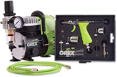 طقم فرشاة هوائية من Grex GCK02 مع بخاخة Tritium.TS3 وضاغط AC1810-A وملحقات ودي في دي