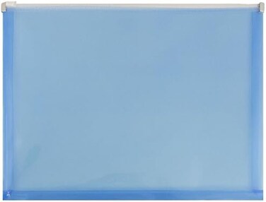 مظاريف بلاستيكية على ورق جام مع سحاب خلفي - 9 3/4 × 13 - أزرق - 12 / حزمة