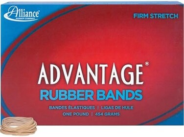 أربطة مطاطية من Alliance المطاط 26125 Advantage مقاس #12، 4500 رطل تحتوي على حوالي 2500 شريط (1 3/4 بوصة × 1/16 بوصة، كريب طبيعي)