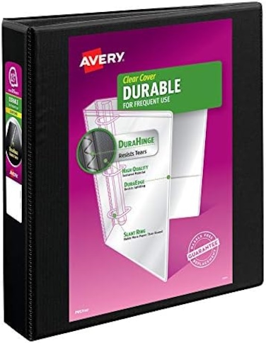 Avery(R) Durable View 3 Ring Binder, 1-1/2 Inch EZD Rings, 1 Black Binder (09400)