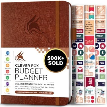 Clever Fox Budget Planner - Expense Tracker Notebook. Monthly Budgeting Organizer, Finance Logbook &amp; Accounts Book, Bill Tracker, A5 (Brown)