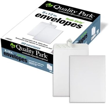 Quality Park 22.9 cm X 30.5 cm Self-Sealing Catalog Envelopes, For Mailing, Organizing And Storage, White Wove, Heavy 28-Lb Paper, 100 Per Box (Qua44582)