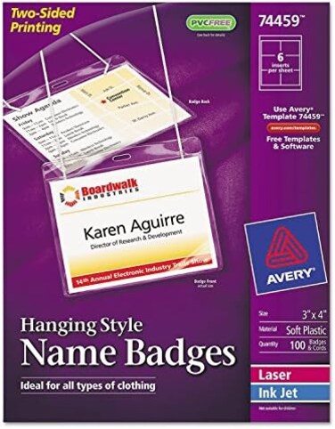 Avery AVE74459 - Neck Hang Badge Holder w/Laser/Inkjet Insert