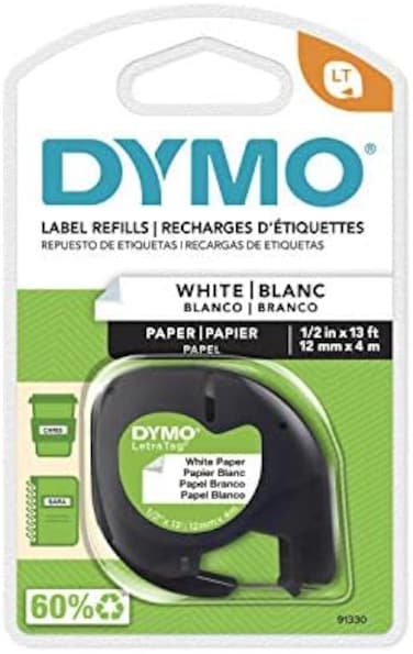 Dymo LetraTag Paper Tape 1.5"x13' White