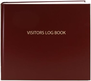BookFactory Visitor Log Book/Visitor Register/Visitors Sign-in Book - 120 Pages, 8 7/8'' x 7'' - Burgundy Cover, Section Sewn Hardbound (LOG-120-Visitor-A-LMT34)