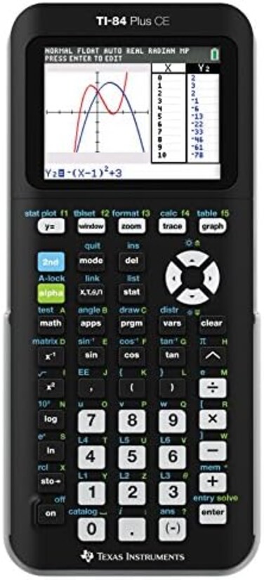 تيكساس انسترومنتس آلة رسم بيانية TI-84 PLUS CE، أسود (تغليف بدون إحباط) (84PLCE/PWB/2L1/A)