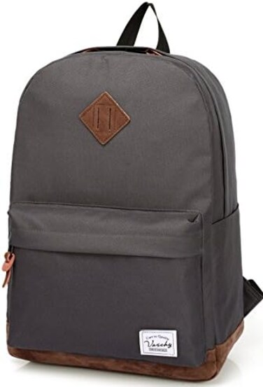 VASCHY Men's Backpack, Women's Waterproof School Bag, Boy Girl Computer 15.6 Inch Vintage for School, College, Work, Travel, Leisure
