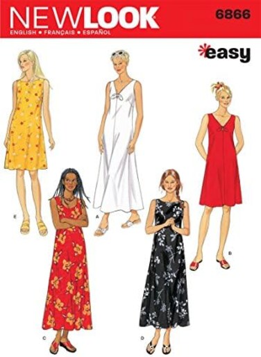 New Look Sewing Pattern 6866 Misses Dresses, Size A (S-M-L-XL)