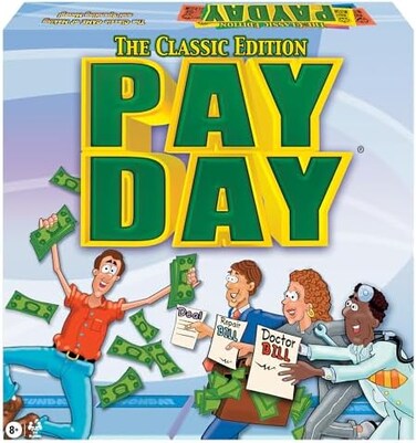 Winning Moves The Game of Pay Day with Popular 1970's Artwork Games USA, Where Players Make and Spend Money for Fun, for 2-4 Players, Ages 8+