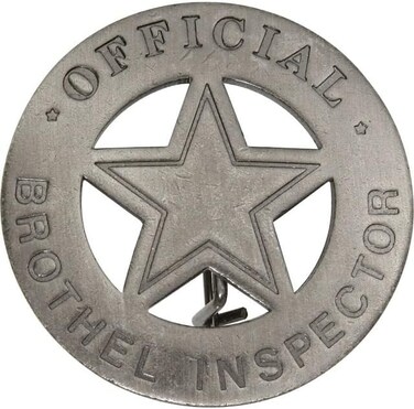 Collectible Badges Brothel Inspector Obsolete Old West Police Star