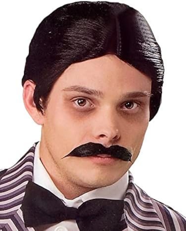 Rubie's mens The Addams Family Gomez and Mustache Kit costume wigs, Gomez, One Size US, Black, One size
