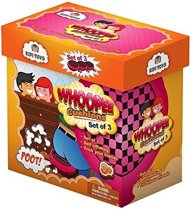 Kipi Toys Whoopee Cushion Self Inflated 7" Set of 3 Gift Box Fart Prank Gag Novelty Trick Joke for Kids Children Adults Office Home or Party