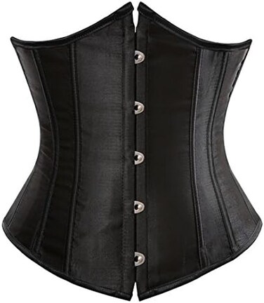 Kranchungel Underbust Corsets for Women Black Corset Top Waist Trainer Fashion Bustier Plus Size Corset, Black, S