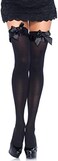 Leg Avenue Women's Ruffle Bow Thigh Highs, Black, One Size
