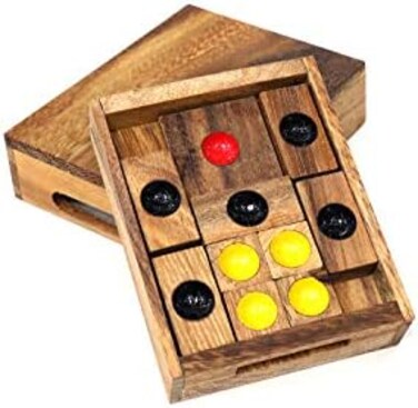 SiamMandalay Setting Sun: Sliding Klotski 3D Brain Teaser Wooden Puzzle for Adults with SM Gift Box(Pictured)