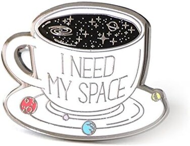 Compoco Lapel pin I need my space coffee cup with planets solar system for space lovers