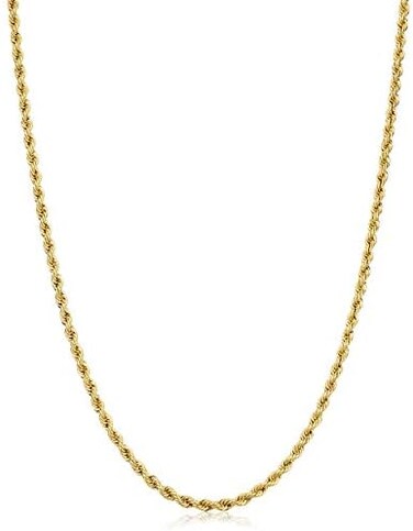 قلادة سلسلة حبلية من الذهب الأصفر عيار 14 قيراطًا من Kooljewelry للرجال والنساء (2.1 مم، 3.2 مم، 4.2 مم أو 6 مم)