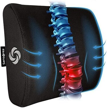 سامسونايت SA5243 - وسادة مريحة من القطن - راحة من أسفل الظهر - ميموري فوم نقي 100% - تستخدم في كرسي السيارة او المكتب - تناسب معظم الرجال - شبكة جيدة من القراء - غطاء قابل للغسل