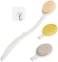 LFJ Bath Brush, 3 in 1 Body Scrubber with Long Folding Handle with Sponge Brush Head and Pumice Shower Head to Eliminate Dead Skin and Reduce Cellulite