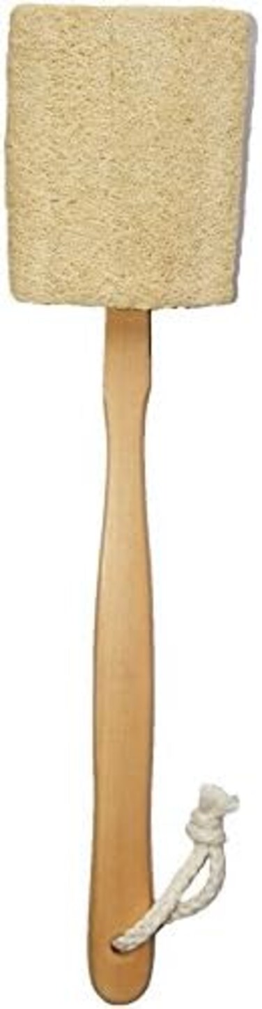 Mr.Cui'shop Natural Exfoliating Loofah luffa loofa Bath Brush On a Stick - With Long Wooden Handle Back Brush For Men &amp; Women - Shower Sponge Body Back Scrubber Pack of 1