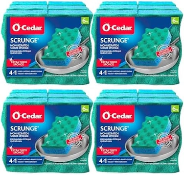 O-Cedar Multi-Use Scrunge Scrub Sponge (Pack - 24), Green, Blue