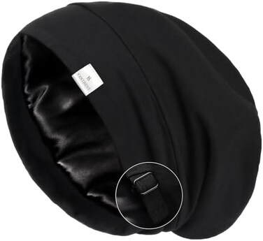 يانبيست غطاء شعر حريري من الساتان - قبعة نوم - قبعة صغيرة فضفاضة مبطنة بالحرير قابلة للتعديل للنوم الليلي