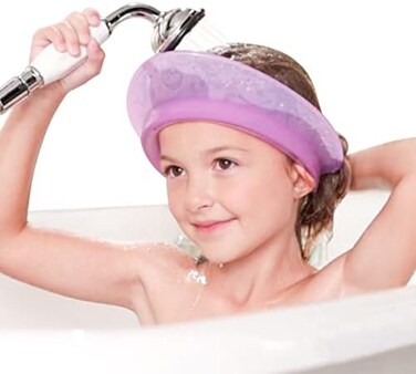 كاير قبعة استحمام مبطنة بالهواء، قبعة استحمام للاطفال، قبعة غسل الشعر للاطفال الصغار والكبار، ارجواني