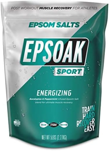 EPSOAK SPORT Epsom Salt for Athletes - 5 lbs. ENERGIZING. All-natural, therapeutic soak with Eucalyptus and Peppermint Essential Oil