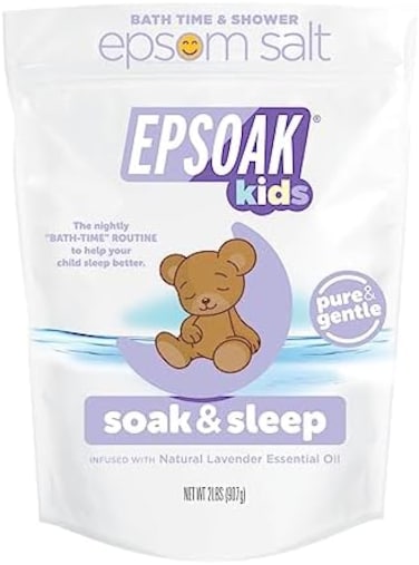 EPSOAK Kids - Soak &amp; Sleep Epsom Salt Bath Soak for Kids (2lb Bag - Pure &amp; Gentle Formula with Lavender).